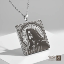 گردنبند طرح دارث سیدیوس (Palpatine) نیم‌رخ (حکاکی لیزری فایبر، مدل قاب مربع) کد 503353