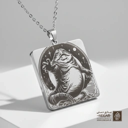 گردنبند طرح جابا د هات (Jabba) و آسمان شب (حکاکی لیزری فایبر، مدل قاب مربع) کد 503381
