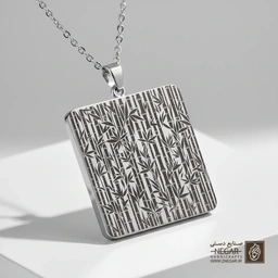 گردنبند طرح نیزار (پترن عمودی) (حکاکی لیزری فایبر، مدل قاب مربع) کد 503391