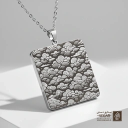 گردنبند طرح الگوی ابرهای سنتی استنسیل (Stencil Pattern ) (حکاکی لیزری فایبر، مدل قاب مربع) کد 503399