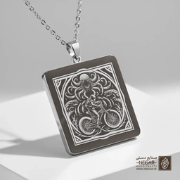 گردنبند طرح نمادین Stranger Things در قاب مربعی (حکاکی لیزری فایبر، مدل قاب مربع) کد 503437