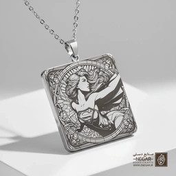 گردنبند طرح سوپرگرل در حال پرواز جانبی (حکاکی لیزری فایبر، مدل قاب مربع) کد 503485