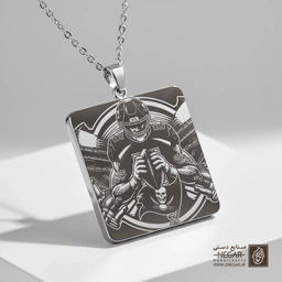گردنبند طرح بازیکن باکنیرز در حالت هجومی (حکاکی لیزری فایبر، مدل قاب مربع) کد 503489