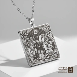 گردنبند طرح سیمپسون‌ها قاب پرجزئیات (حکاکی لیزری فایبر، مدل قاب مربع) کد 503532