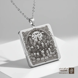 گردنبند طرح گروهی سیمپسون‌ها با ماه کامل (حکاکی لیزری فایبر، مدل قاب مربع) کد 503539