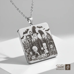 گردنبند طرح هومر سیمپسون در لباس جادوگر (حکاکی لیزری فایبر، مدل قاب مربع) کد 503540