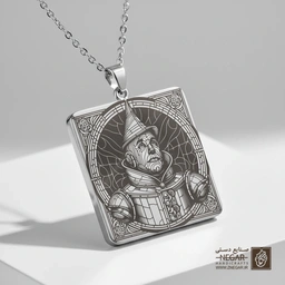 گردنبند طرح مرد حلبی (The Tin Man) جادوگر شهر آز (حکاکی لیزری فایبر، مدل قاب مربع) کد 503542