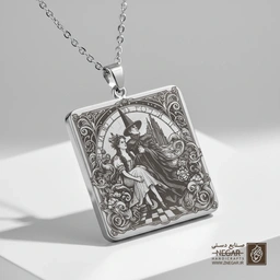 گردنبند طرح دیدار دوروتی و جادوگر (حکاکی لیزری فایبر، مدل قاب مربع) کد 503552