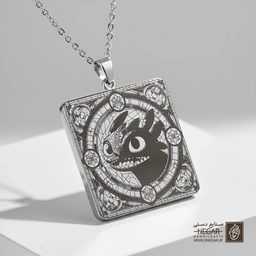 گردنبند طرح لبخند بی‌دندان در قاب دکوراتیو (حکاکی لیزری فایبر، مدل قاب مربع) کد 503601