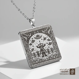 گردنبند طرح آدم‌فضایی‌های داستان اسباب‌بازی (حکاکی لیزری فایبر، مدل قاب مربع) کد 503621