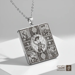 گردنبند طرح وودی (Woody) در قاب کلاسیک (حکاکی لیزری فایبر، مدل قاب مربع) کد 503623