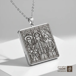 گردنبند طرح پنجره ویترای داستان اسباب‌بازی (حکاکی لیزری فایبر، مدل قاب مربع) کد 503628