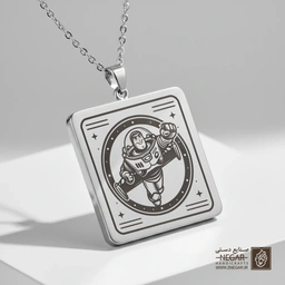 گردنبند طرح باز لایتیر در دایره پرواز (حکاکی لیزری فایبر، مدل قاب مربع) کد 503643