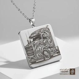 گردنبند طرح تریلی مدرن ( حکاکی شده) (حکاکی لیزری فایبر، مدل قاب مربع) کد 503667