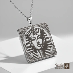 گردنبند طرح کلاسیک توت‌عنخ‌آمون در قاب بیضی (حکاکی لیزری فایبر، مدل قاب مربع) کد 503689
