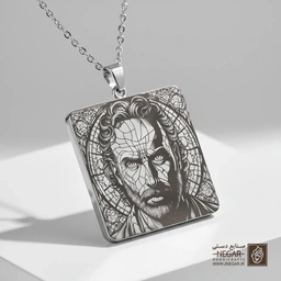 گردنبند طرح پرتره ریک گرایمز (TWD) (حکاکی لیزری فایبر، مدل قاب مربع) کد 503695