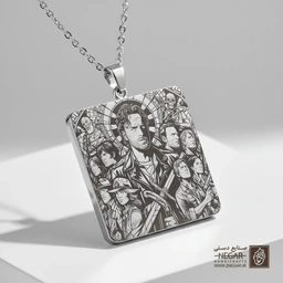 گردنبند طرح گروهی بازماندگان (The Walking Dead) (حکاکی لیزری فایبر، مدل قاب مربع) کد 503697