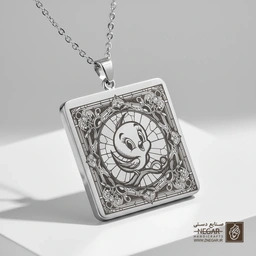 گردنبند طرح توئیتی قاب موزاییکی (حکاکی لیزری فایبر، مدل قاب مربع) کد 503715
