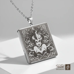 گردنبند طرح اورسولا با نقوش جادویی (حکاکی لیزری فایبر، مدل قاب مربع) کد 503749