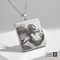 گردنبند طرح ونوم با زبان باز ( اکشن) (حکاکی لیزری فایبر، مدل قاب مربع) کد 503754