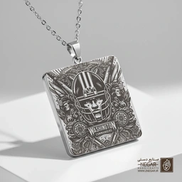 گردنبند طرح لوگوی واشینگتن کامندرز (حکاکی لیزری فایبر، مدل قاب مربع) کد 503784