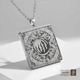گردنبند طرح هندوانه یلدا در قاب (Watermelon Design) (حکاکی لیزری فایبر، مدل قاب مربع) کد 503794