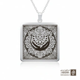 گردنبند طرح هندوانه تزئینی در دایره (حکاکی لیزری فایبر، مدل قاب مربع) کد 503799