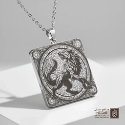 گردنبند طرح گرگینه در حال حرکت (حکاکی لیزری فایبر، مدل قاب مربع) کد 503808