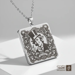 گردنبند طرح ویلی وانکا کلاسیک (حکاکی لیزری فایبر، مدل قاب مربع) کد 503828