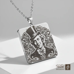 گردنبند طرح ویلی وانکا مجلل (حکاکی لیزری فایبر، مدل قاب مربع) کد 503834