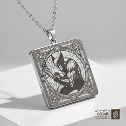گردنبند طرح ولورین (Wolverine) اکشن (حکاکی لیزری فایبر، مدل قاب مربع) کد 503886