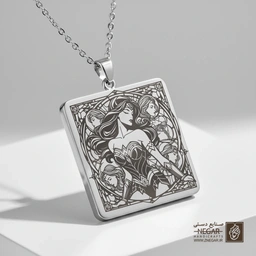 گردنبند طرح واندر وومن رزمی (حکاکی لیزری فایبر، مدل قاب مربع) کد 503920