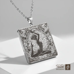 گردنبند طرح یوگا انعطاف (Yoga ) (حکاکی لیزری فایبر، مدل قاب مربع) کد 503959