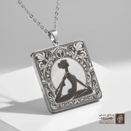 گردنبند طرح یوگا آرامش (Yoga ) (حکاکی لیزری فایبر، مدل قاب مربع) کد 503961