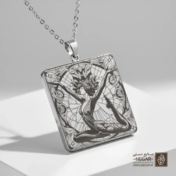 گردنبند طرح یوگا اکشن و انرژی (حکاکی لیزری فایبر، مدل قاب مربع) کد 503965