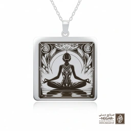 گردنبند طرح یوگا آرامش (Yoga ) (حکاکی لیزری فایبر، مدل قاب مربع) کد 503966