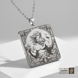 گردنبند طرح زئوس (Zeus) کلاسیک (حکاکی لیزری فایبر، مدل قاب مربع) کد 503981