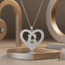 گردنبند حرف B داخل قلب کد 7103