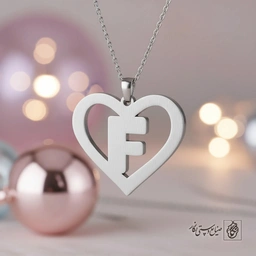 گردنبند حرف F داخل قلب کد 7110