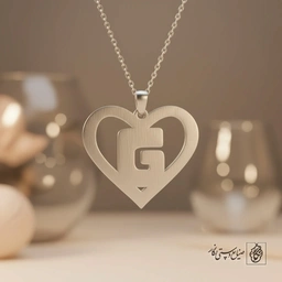 گردنبند حرف G داخل قلب کد 7112