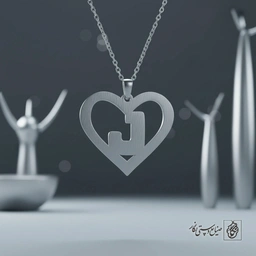 گردنبند حرف J داخل قلب کد 7118