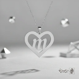 گردنبند حرف M داخل قلب کد 7125