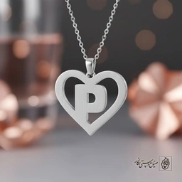 گردنبند حرف P داخل قلب کد 7130