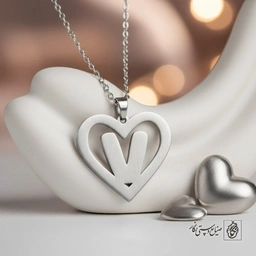 گردنبند حرف V داخل قلب کد 7142