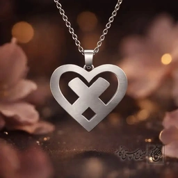 گردنبند حرف X داخل قلب کد 7146