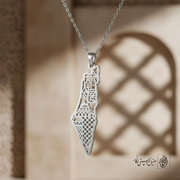 گردنبند نقشه فلسطین طرح مشبک ریز کد 7185