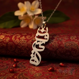 گردنبند اسم نفیسه عمودی فانتزی کد 7216