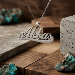 گردنبند اسم Abbas لاتین خطی کد 7300