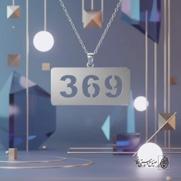 گردنبند عدد 369 داخل مستطیل کد 7342