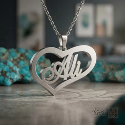 گردنبند اسم Ali لاتین داخل قلب مدرن کد 7392